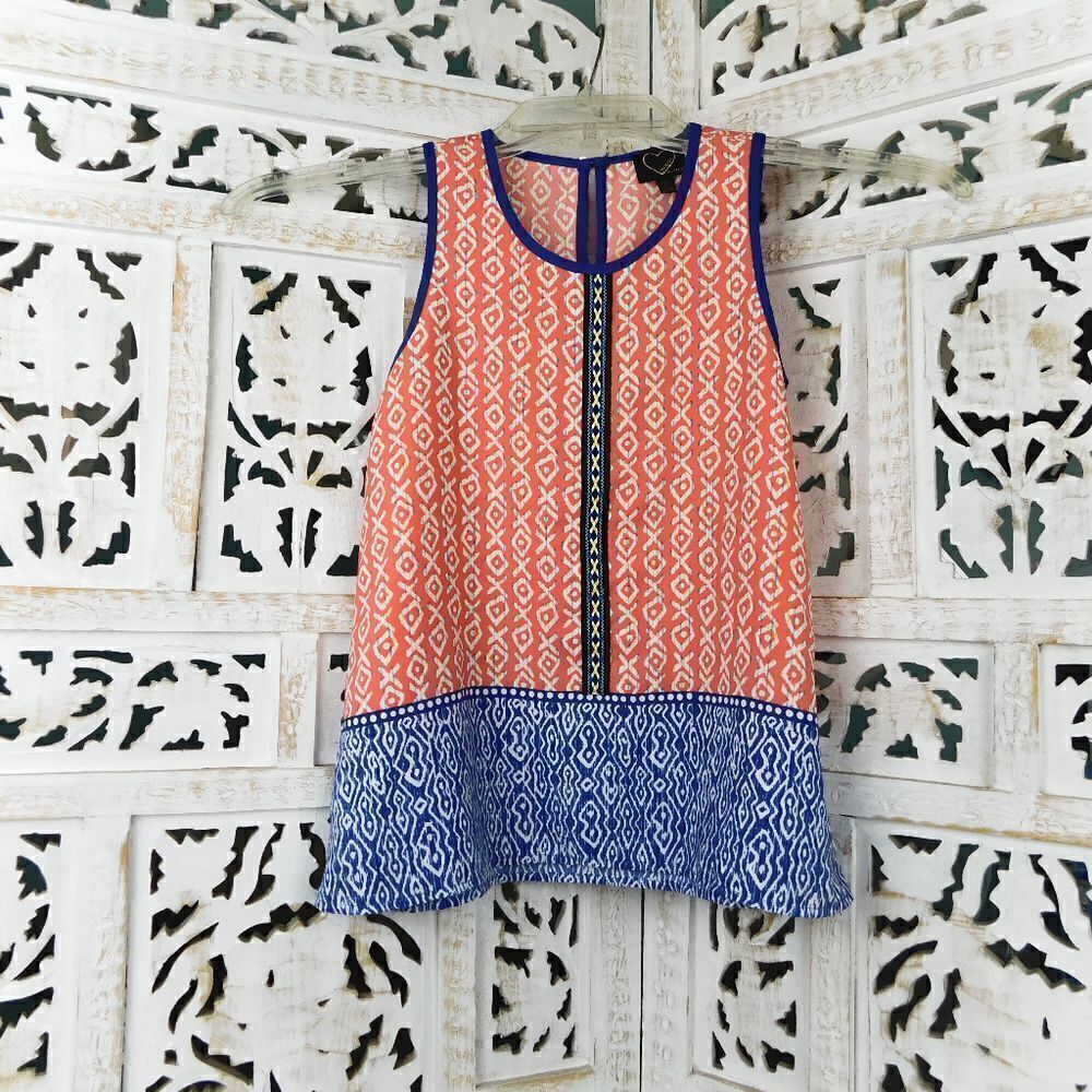 Hearts Monteau Blue & Orange  tank top Size 7/8
